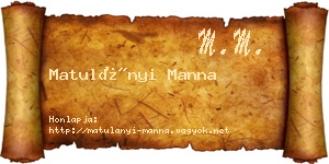 Matulányi Manna névjegykártya